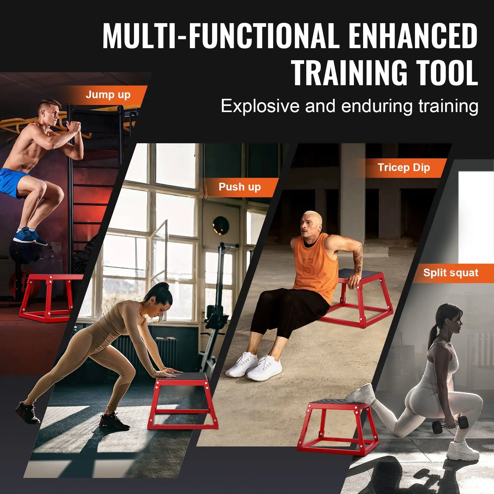 Plyometric Jump Box, 12 Inch Plyo, Steel Platform and Agility, Anti-Slip Fitness Exercise Step Up for Home Gym Training