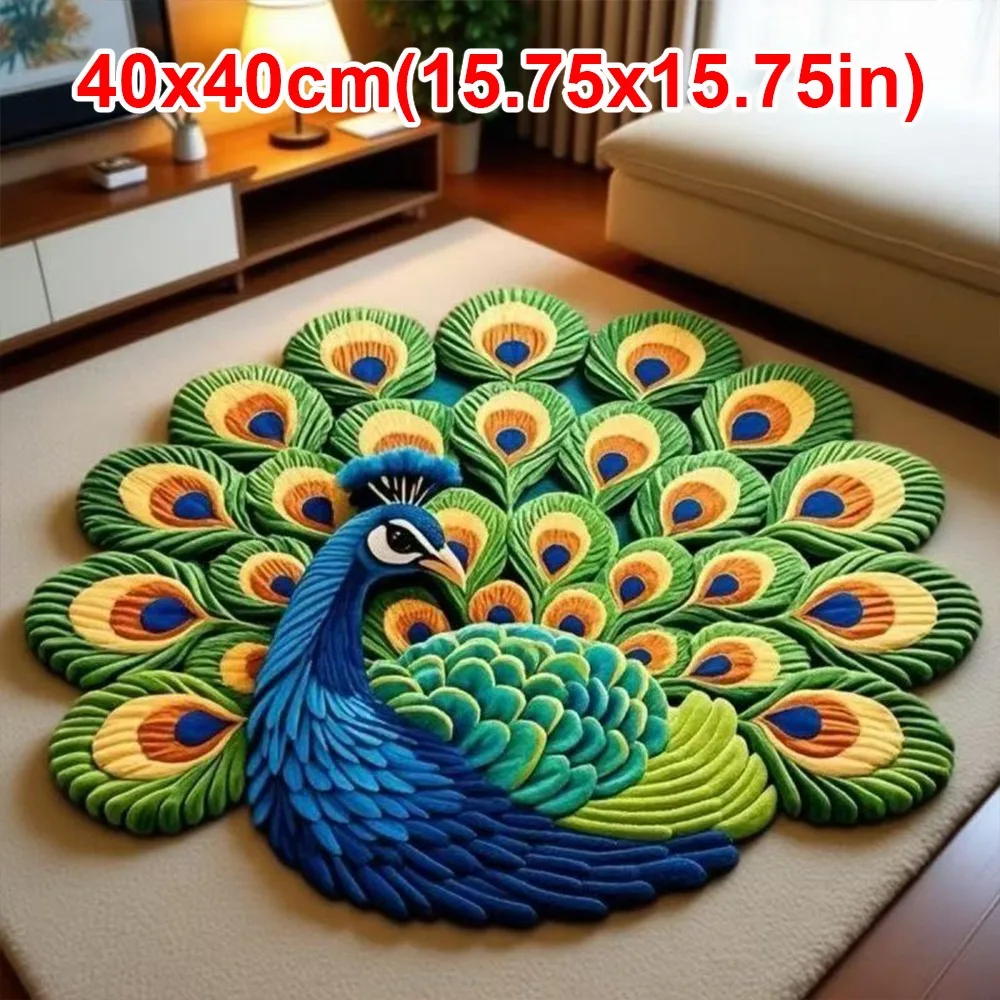 Special-shaped Peacock Carpet Non-slip Absorbent Peacock Mat Soft 40x40cm/60x60cm/80x80cm/100x100cm Bathroom Floor Mat