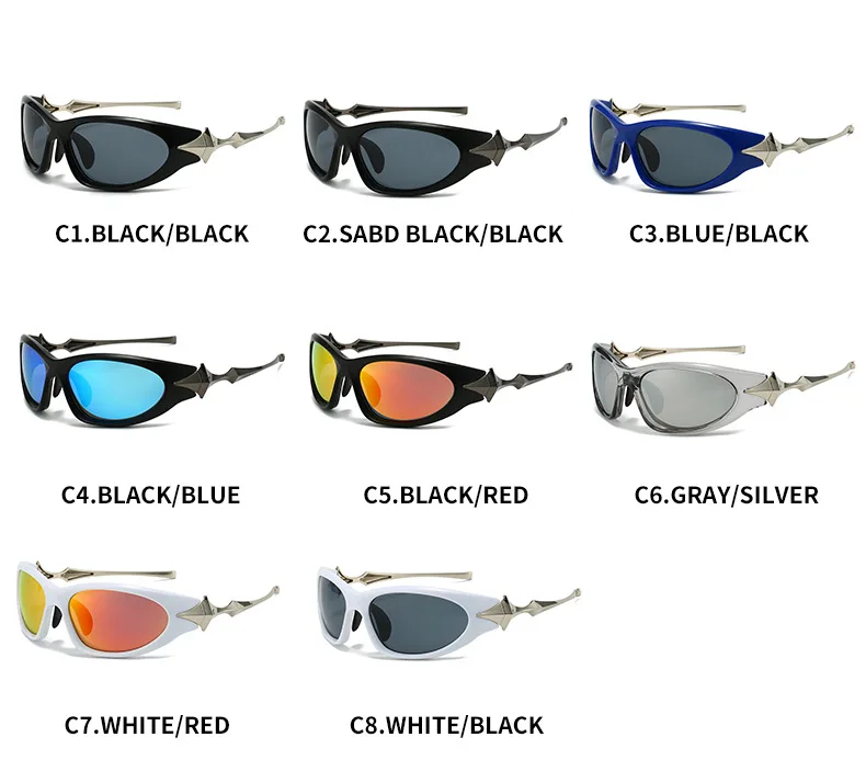 Vintage Legierung Stern Bein Y2K Sonnenbrille für Männer Neue Mode Spiegel Pilot Punk Sonnenbrille Frauen Sexy Hip Hop Shades Fahren Uv400 – Detail 7
