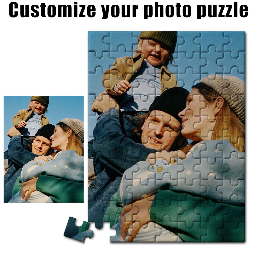 1 puzzle personnalisé avec photo, avec ou sans cadre, puzzle personnalisé en forme de cœur, puzzle portrait de couple, puzzle personnalisé pour