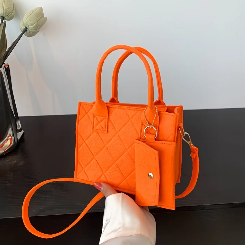 3 Stück/Set geprägte Damenhandtasche, stilvolle Umhängetasche, Clutch und Geldbörse, einfarbige quadratische Umhängetasche, Stoff für den täglichen Gebrauch – Detail 5