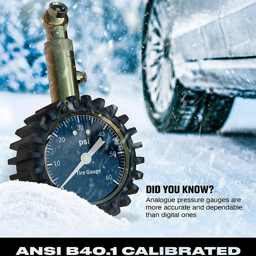 เกจวัดแรงดันลมยาง - (0-60 PSI) งานหนัก แม่นยําด้วยหน้าปัดเรืองแสง เกจวัดแรงดันลมต่ํา - สูง XY