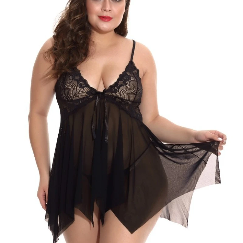 

Plus Size Sexy Women Lingerie Porno Sleepwear for Sex Women Babydoll Transparent Lace Dress Sleepwear Sheer Lingerie Nightgown