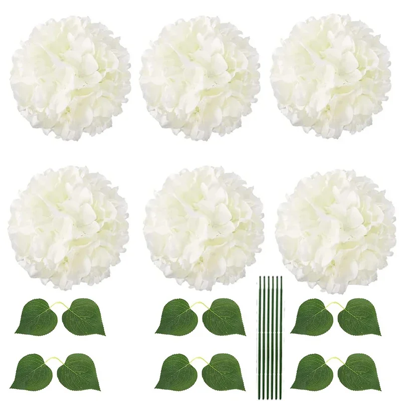 

Artificial Silk Hydrangea Flower 90 Petals Bigger Hydrangea Heads Flowers for Wedding Home Decoration Pack of 6