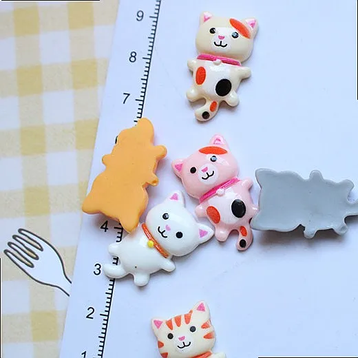 100pcs Kawaii Animal Kitten Resin Flatback Cabochon DIY Accessories for Phone Case Hairpin Keychain Earring Scrapbook Craft