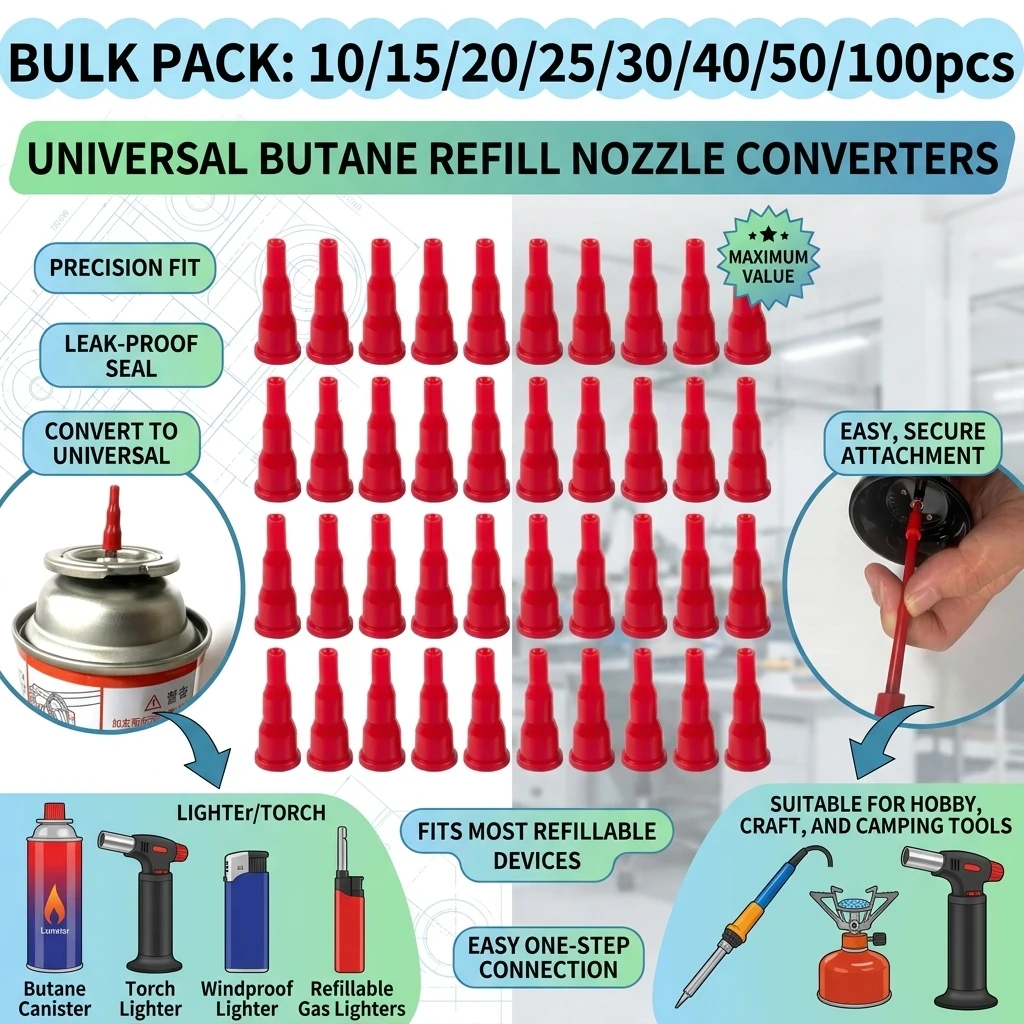 5/100pcs Convert Cassette Tank Into Inflatable Lighter Spray Gun Universal Gas Refill Head Reusable Butane Nozzle Adapter