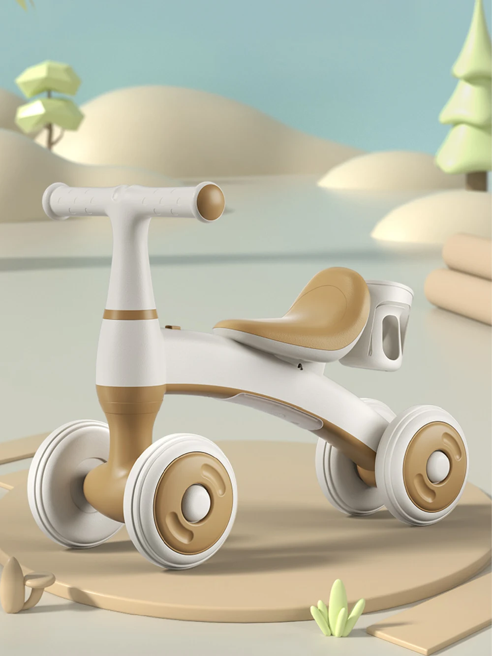 AliExpress NONE Toddler Balance Bike, No-Pedal Kids Ride-On Toy, 4-Wheel Baby Balance Scooter for 1-3 Years Old, Stable First Bike