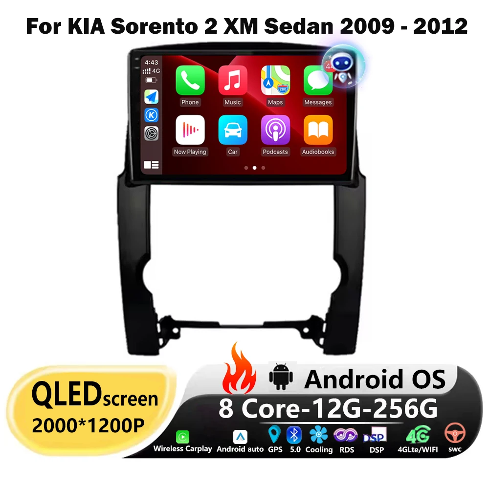 

10 Inch For KIA Sorento 2 XM Sedan 2009 - 2012 Android 16 Auto Car Radio Multimedia Video Player GPS Navigation Carplay 4G WIFI
