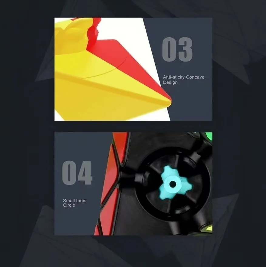 MOYU 3x3 مثلث Cubing الفصول الدراسية الهرم مكعب ستيكيرليس ماجيك سرعة المهنية لغز لعبة تعليمية للأطفال