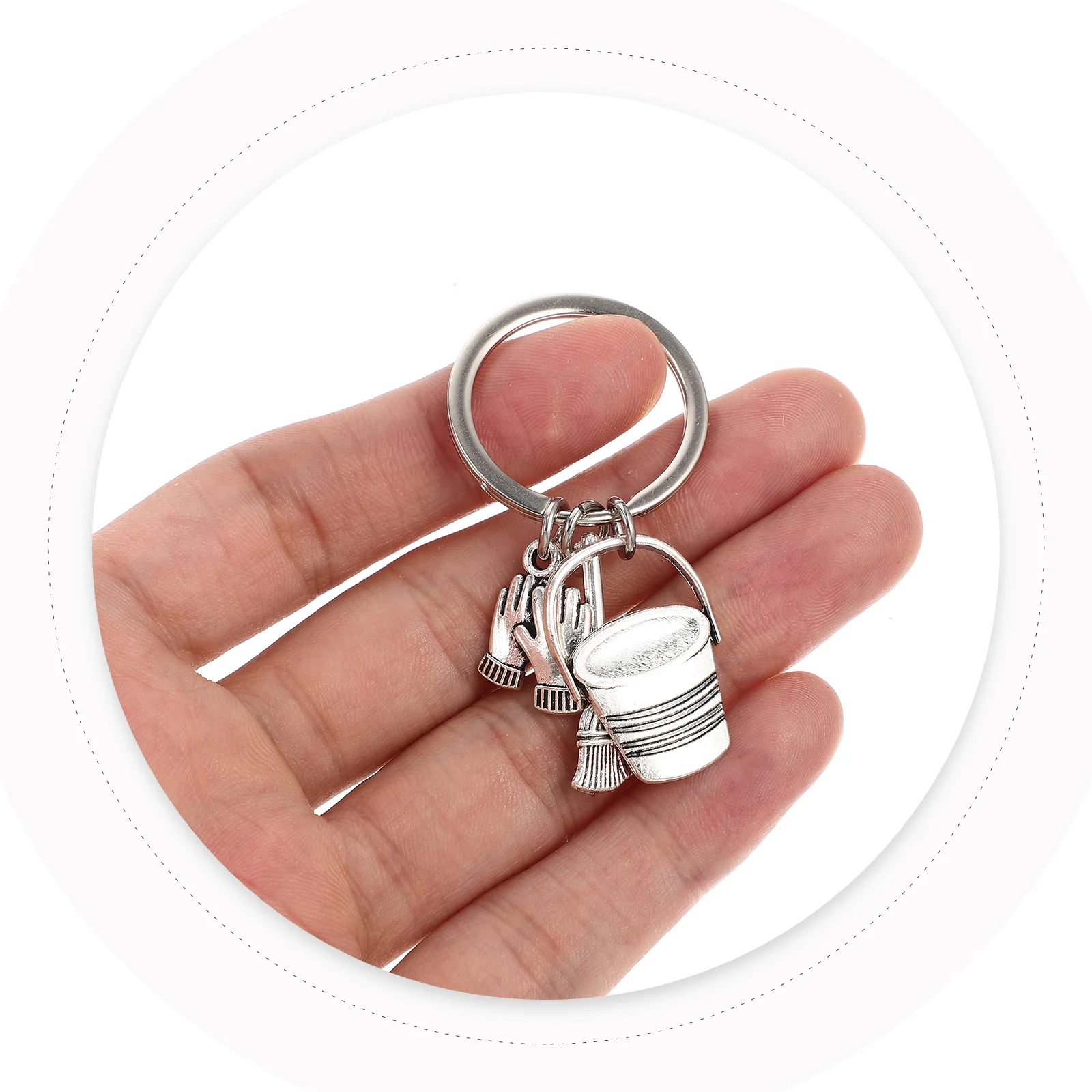 Broom Keychain Simple Design Housekeeping Pendant Ring Ornament Finely Crafted Bucket Keyrings Zinc Alloy Purse