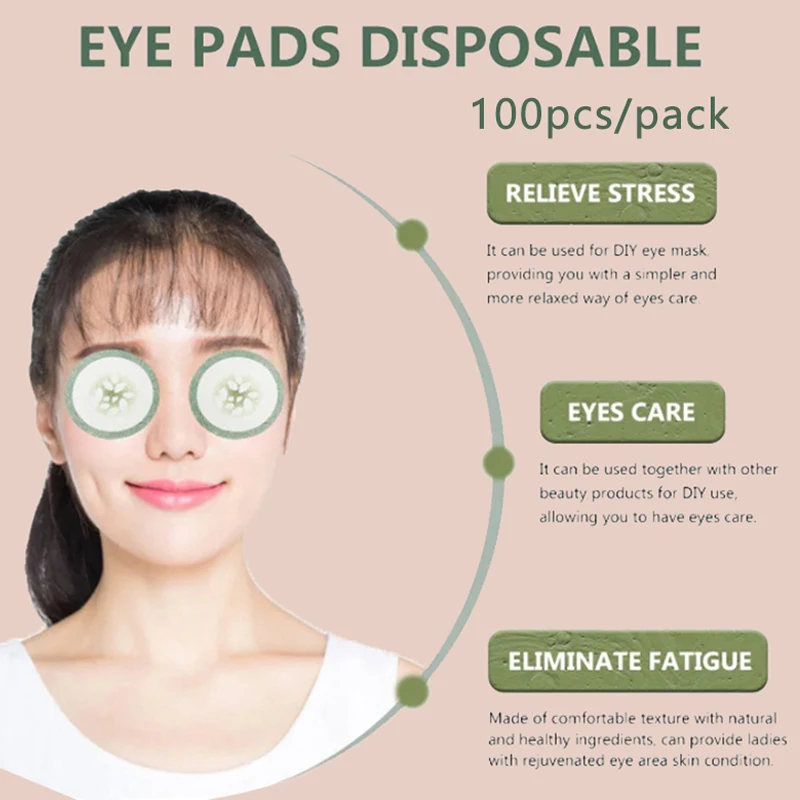 100pcs Eye Scrub Cleansing Pad Mask Disposable Eye Scrub Cleansing Pads Pad Creative Green Cucumber Printed Eye Scrub Mask Sheet