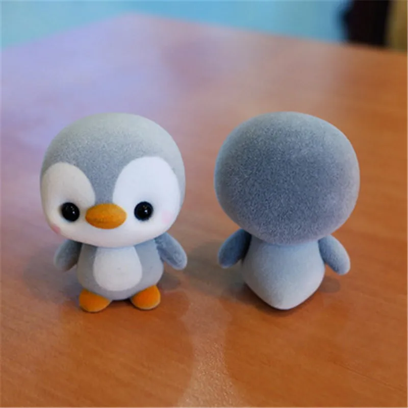 Penguin Figurines Doll Flocking Animal Dolls Model Miniature Ornament Desktop Decoration