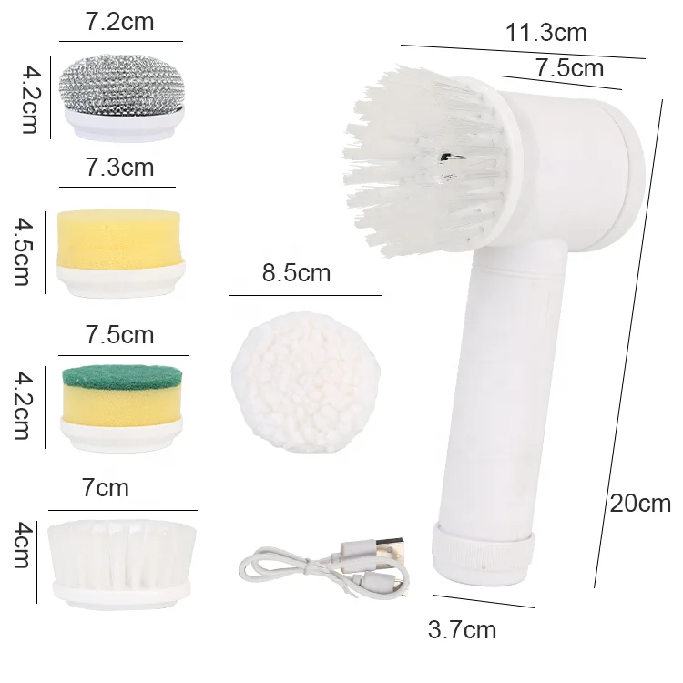 Kitchen Clean Tool USB or Battery Bathroom Bathtub Cleaning Brush Spin 5-In-1 Handheld Kitchen Electric Cleaning Brush