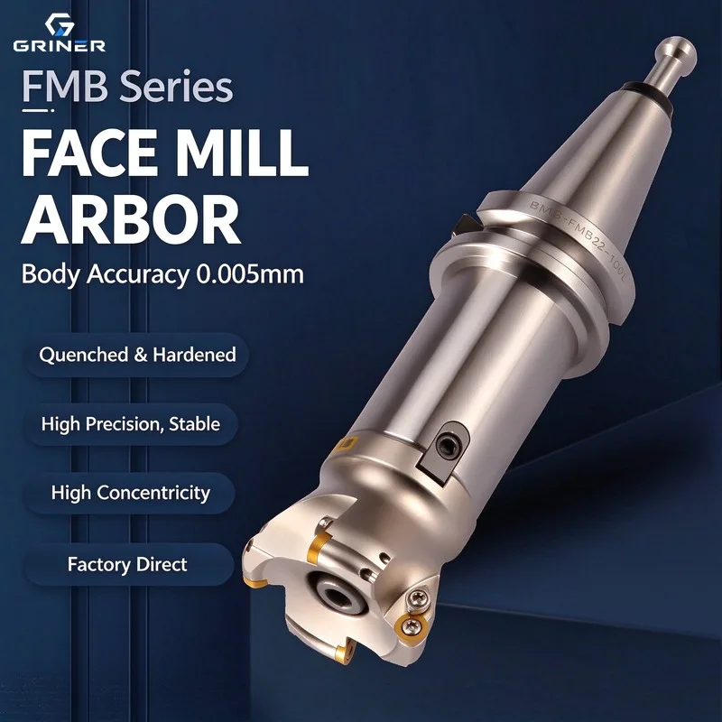 GRINER BT30 BT40 BT50 FMB Face Mill Tool Holder, FMB16 FMB22 FMB27 FMB32 Extended Arbor for CNC Milling Cutter