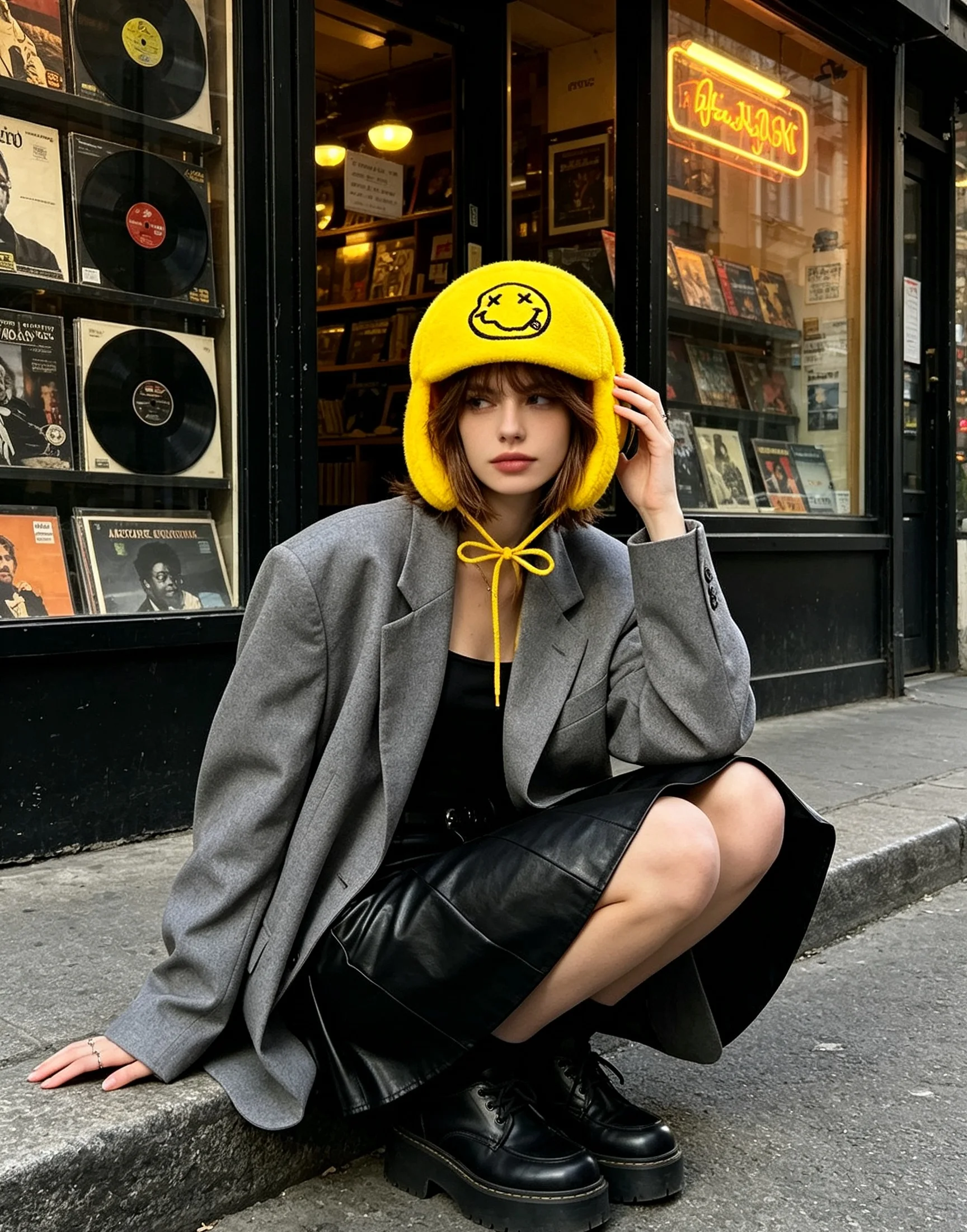 หมวกปิดหูผ้ากำมะหยี่ลายหน้ายิ้ - Trapper Hat Ear Flap บทวิจารณ์และราคา