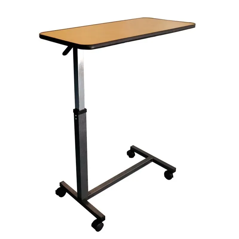 Factory Supply Wooden Over Bed Movable Hospital Bedside Table Patient Hospital Rolling Over Bed Food Table