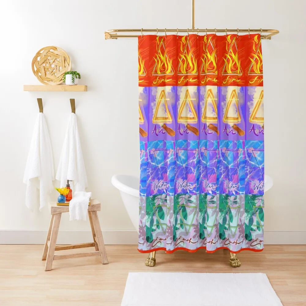 

Quadratic Elemental Balance Shower Curtain Shower For Bathrooms Transparent Bathroom Shower Cover Bathroom Accessory Curtain