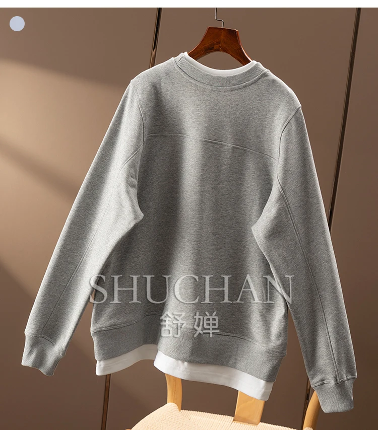 Fashionable Fake Two Pieces, Casual Letter Printing Velvet Crew Neck Long-sleeved Sweatershirt Women Clothes