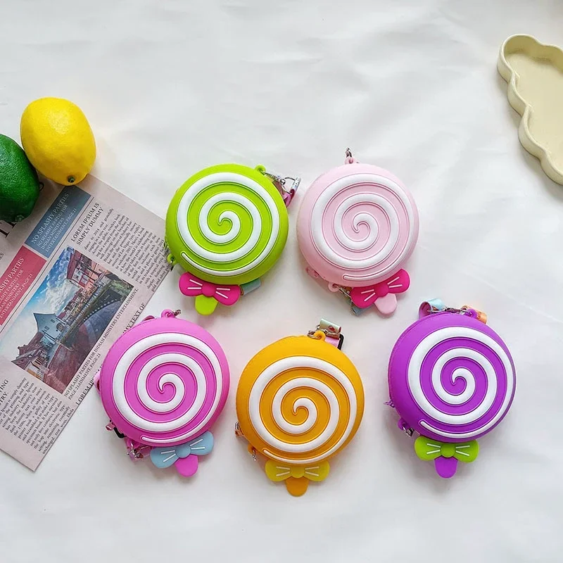 

Cartoon Silicone Kids Purse - Waterproof Lollipop Coin Bag, Cute Shoulder & Crossbody Bag for Toddlers & Babies 크로스백