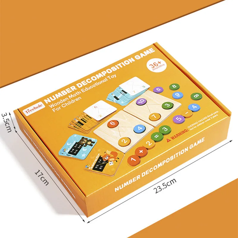 Número de madera para niños, descomposición, suma, resta, operación, entrenamiento de pensamiento lógico Montessori, juguetes educativos de matemáticas