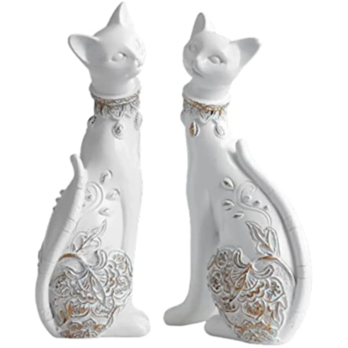 

2 Pcs Set Cat Statues Home Decor Room Decor Cat Figurines and Statues Couple Cat Statues for Home Decor Suitable