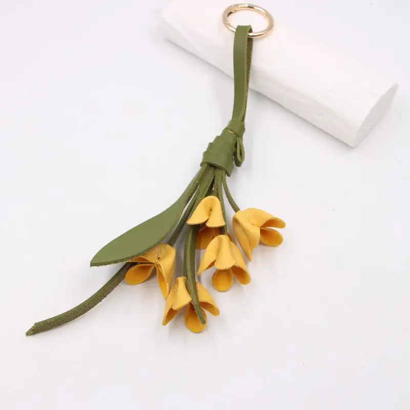 Niedlicher Osmanthus-Taschenanhänger, kreativer handgefertigter PU-Leder-Blumen-Schlüsselanhänger, modischer Cartoon-Taschenanhänger, Auto-Ornament – Detail 8