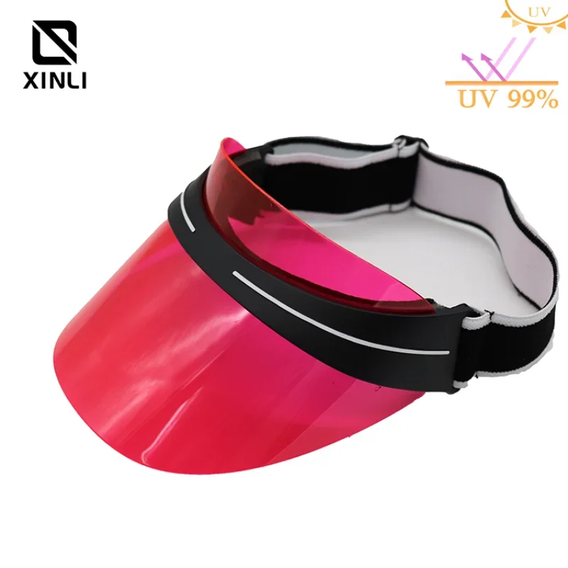 Red New Fashion Baseball Caps Empty Top Visors Outdoor Sport Sun Protection Golf Cap Red Clear Water Play Hats Beach Accessory