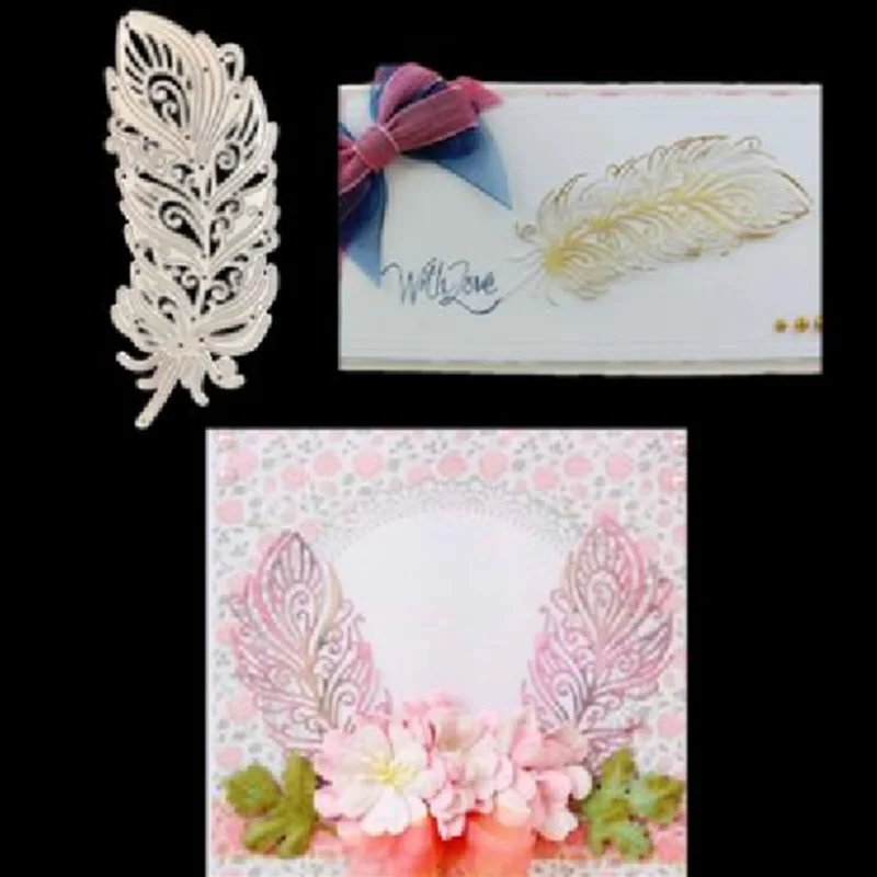 Feather Etching Metal Cutting Dies DIY Scrapbooking Die Cutout Wedding Party Craft Card Embossing Decoration Stencils Reusable