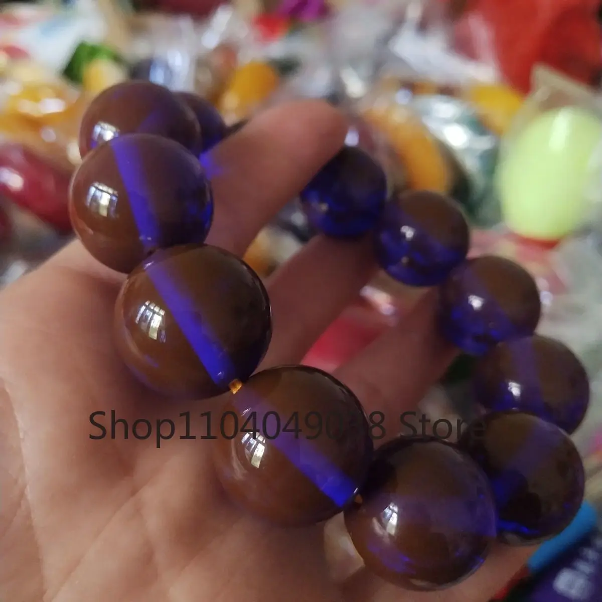 Exquisite Fashion Purple Amber Bracelet Gradient Color Buddha Beads Bewaxed Bracelet for Men and Women Jewelry Holiday Gifts