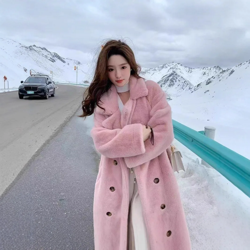 جديد الخريف والشتاء تقليد أرنب الفراء الفراء سميكة مزاجه الدافئة الموسعة أفخم معطف الفراء سترة دعوى طوق #5