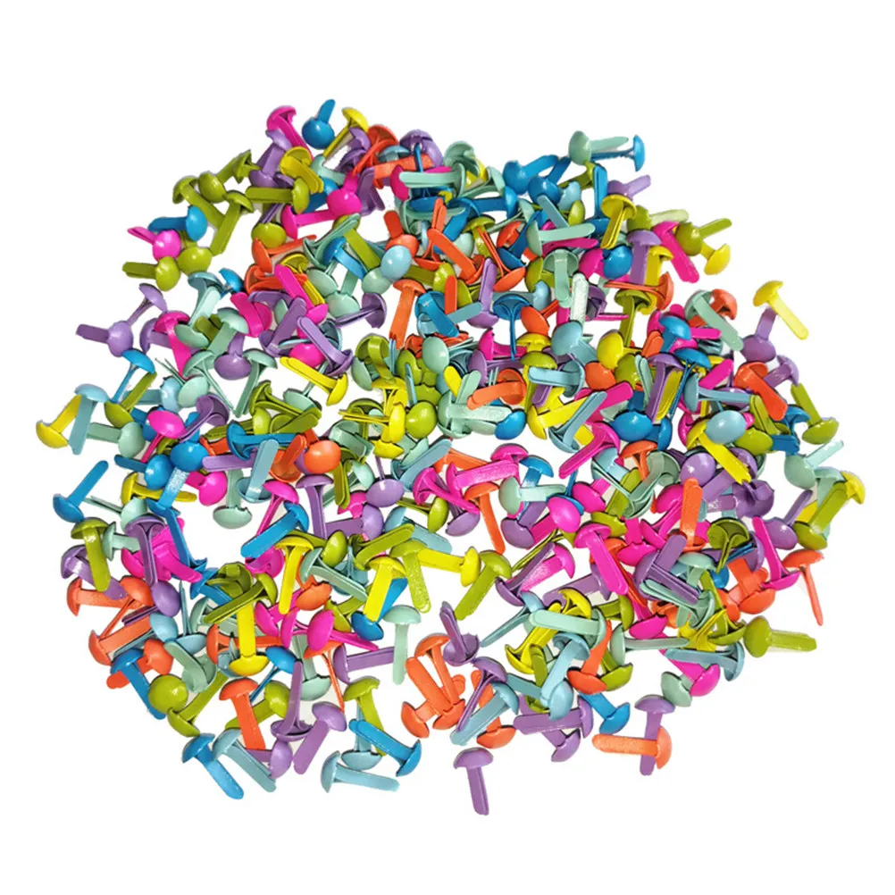 100Pcs Mini Brads Round Pastel Colors Non-Fading Scrapbooking Craft Brads for DIY Paper Projects Stamping 5.5x11mm
