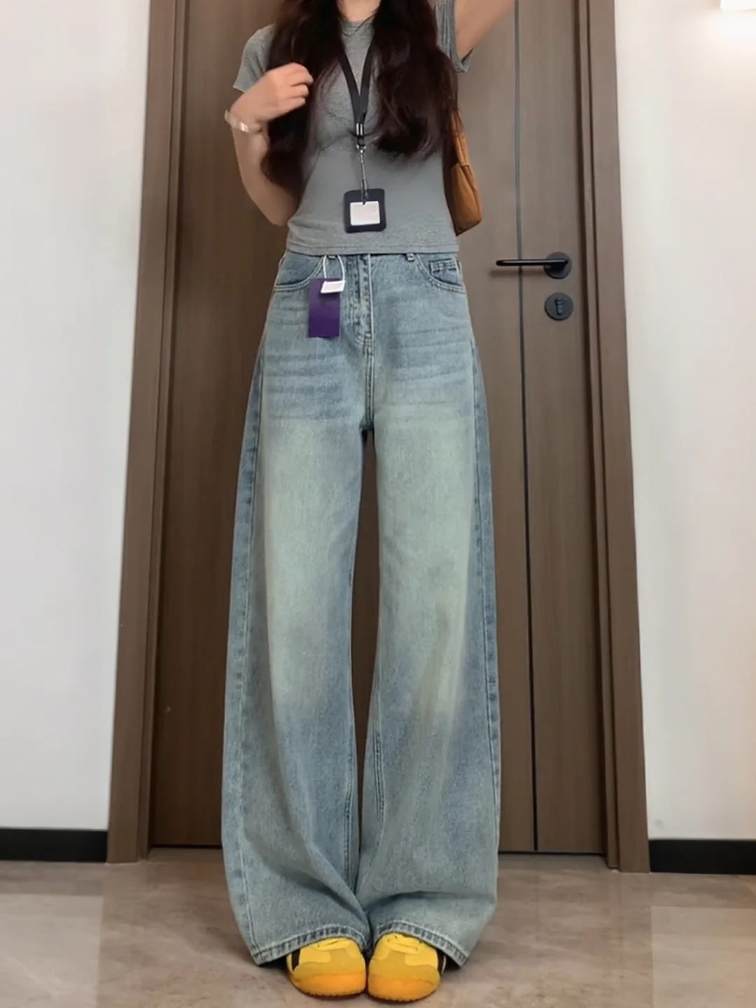 

High Waist Wide Leg Denim Jeans Women's Spring Autumn Loose Large Size Pear ape Body Dra Floor-Length Pants