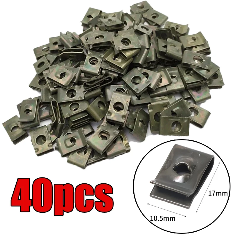 10/20/30/40pcs Car Screw Base U Clip Car Modification Fastener Metal Fender Bumper Protection Clip Car Interior Accessories