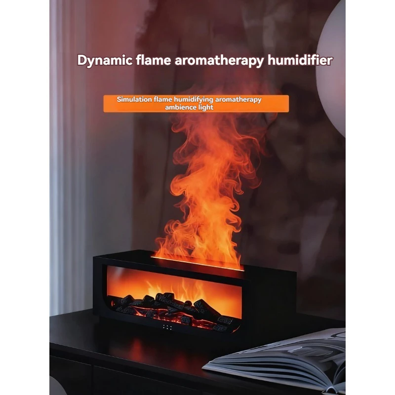 For Fireplace Flame Aroma Humidifier with Bluetooth Speaker, Silent Desktop Essential Diffuser for Bedroom Home Birthday Gift