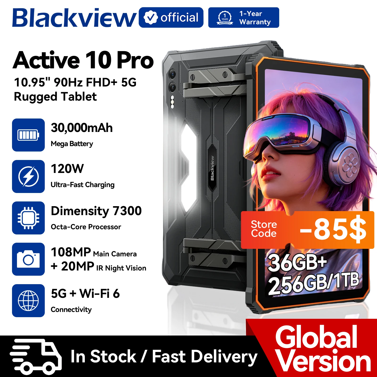 Blackview Active 10 Pro 5G Tablet 11 FHD+ 12GB 512GB
