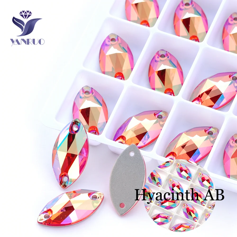 YANRUO 3223 Navette Flatback Charms Bastelzubehör DIY AB-Beschichtete Strasssteine Kristalle zum Aufnähen für Handarbeiten Applikationen Jacken – Detail 5