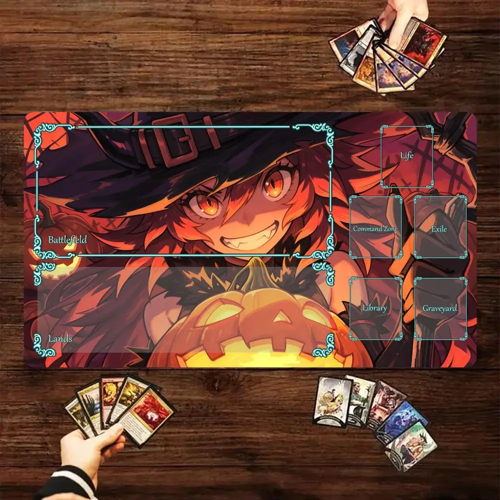 

Cute anime witch MTG Playmat Magic Card Battle Mat 35X60CM gathering gaming mat tapete magic mtg card pad Non-Slip Stitched Edge