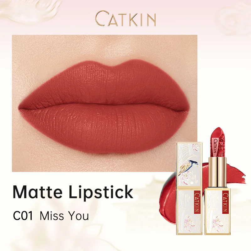 CATKIN Dreamworld Carving Lipstick, Waterproof Long Lasting Satin Nourish Moisturizing Smooth Soft 0.13 Ounce-Chinese Style