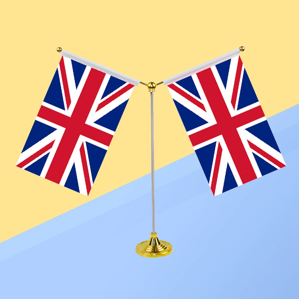 

UK Desktop Flag Decoration British Table Flag Mini Base Polyester Suitable Conferences Office Use Storage