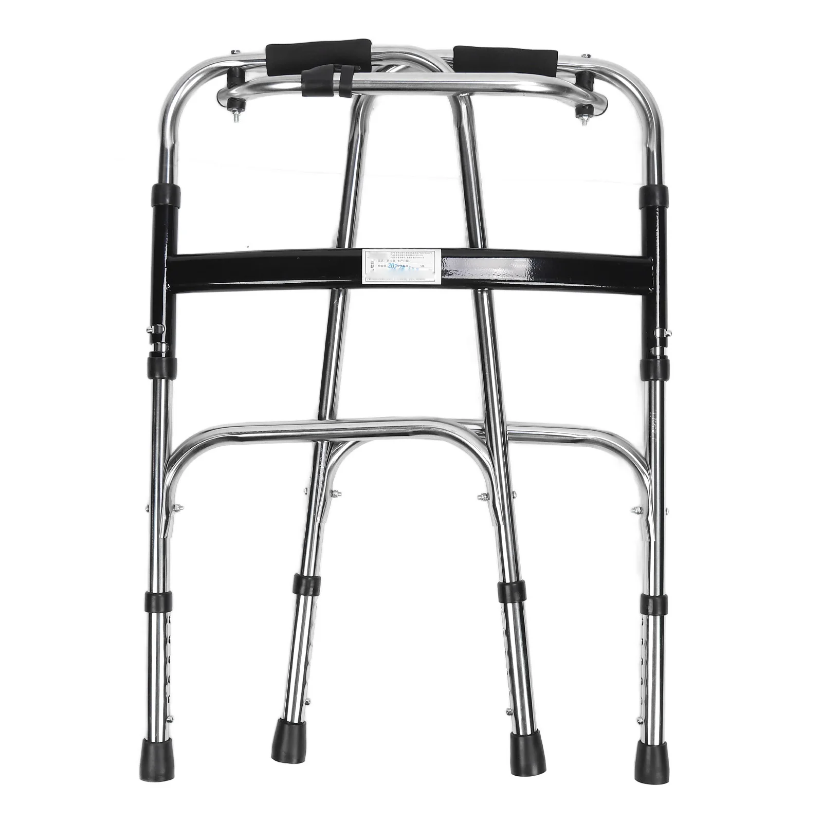 Folding Walker for Seniors Elderly Folding Walker Height Adjust Stainless Steel Portable Recovery Senior Walker Silver Black