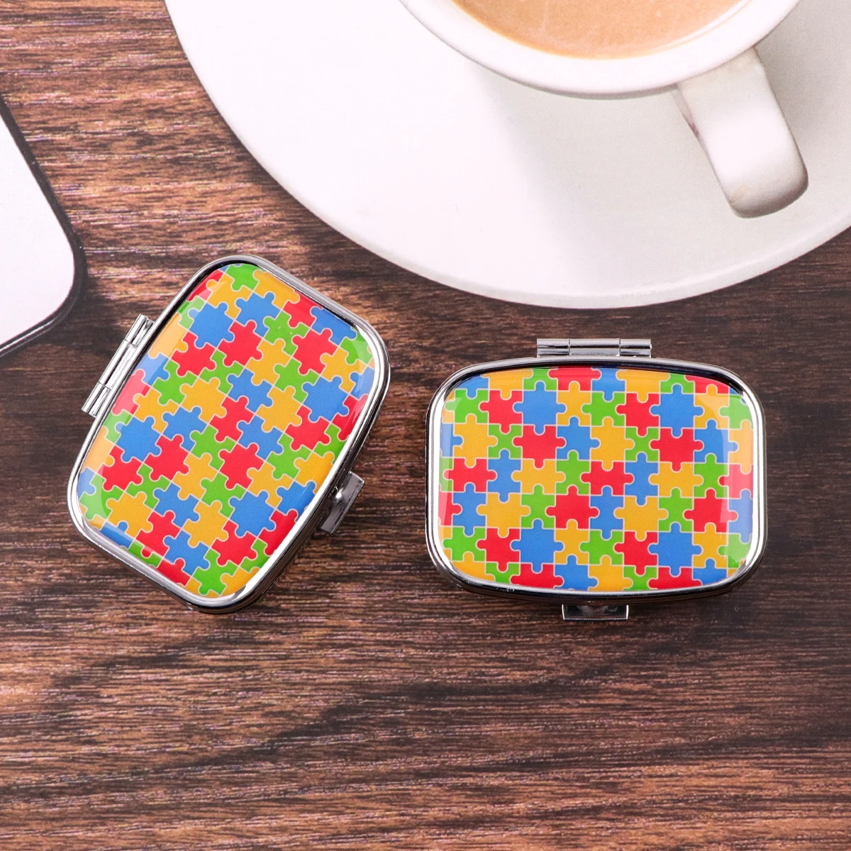 Autistic Doctor 2 Compartments Metal Medicine Box Portable Travel Decorated  Sealed Small Pill Organizer Container Storage