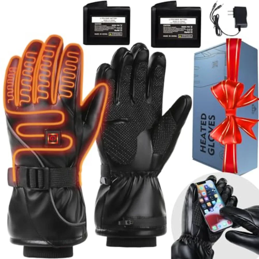 

Heated Gloves for Motorcycling, Cycling, Skiing, Hunting, Camping, Outdoor Work Waterproof, Non-Slip, Touchscreen-Compatible, B