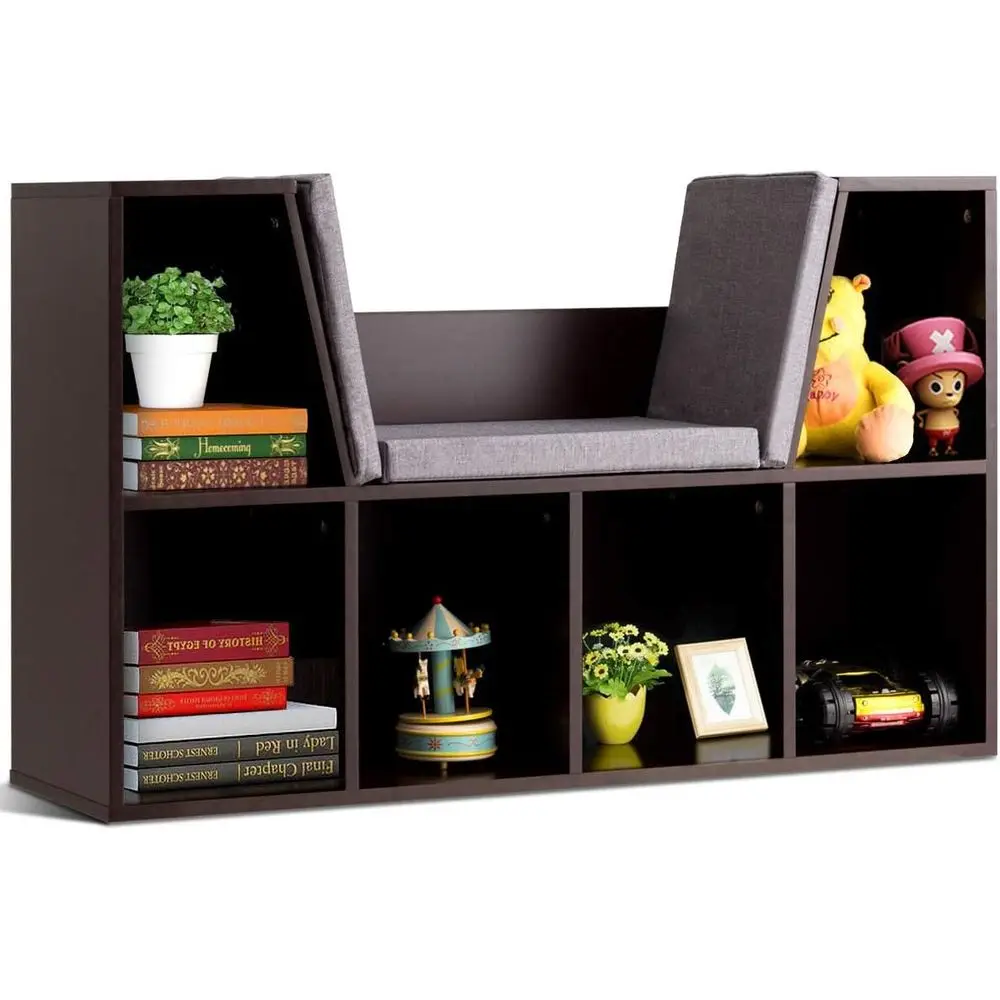 

Children's Reading Nook with 6-Cubby Bookcase and Storage Bench for Playrooms and Nurseries