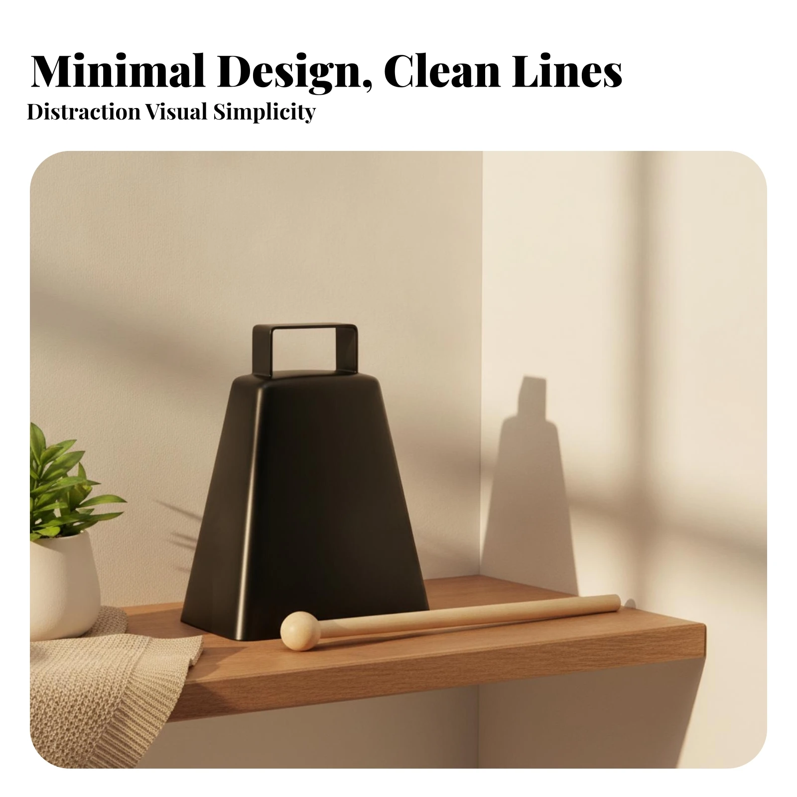 Cowbell with Mallet Handheld Hand Cowbell Percussion Instrument Black Coating Sound Maker Easy to Play