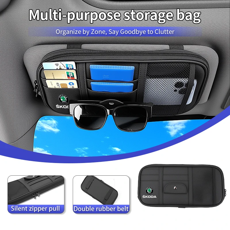 

Car Visor Organizer Glasses Holder Sunglass Box Card Clip Accessories For Skoda VRS Octavia Kamiq Kodiaq Karoq RS Superb Fabia R
