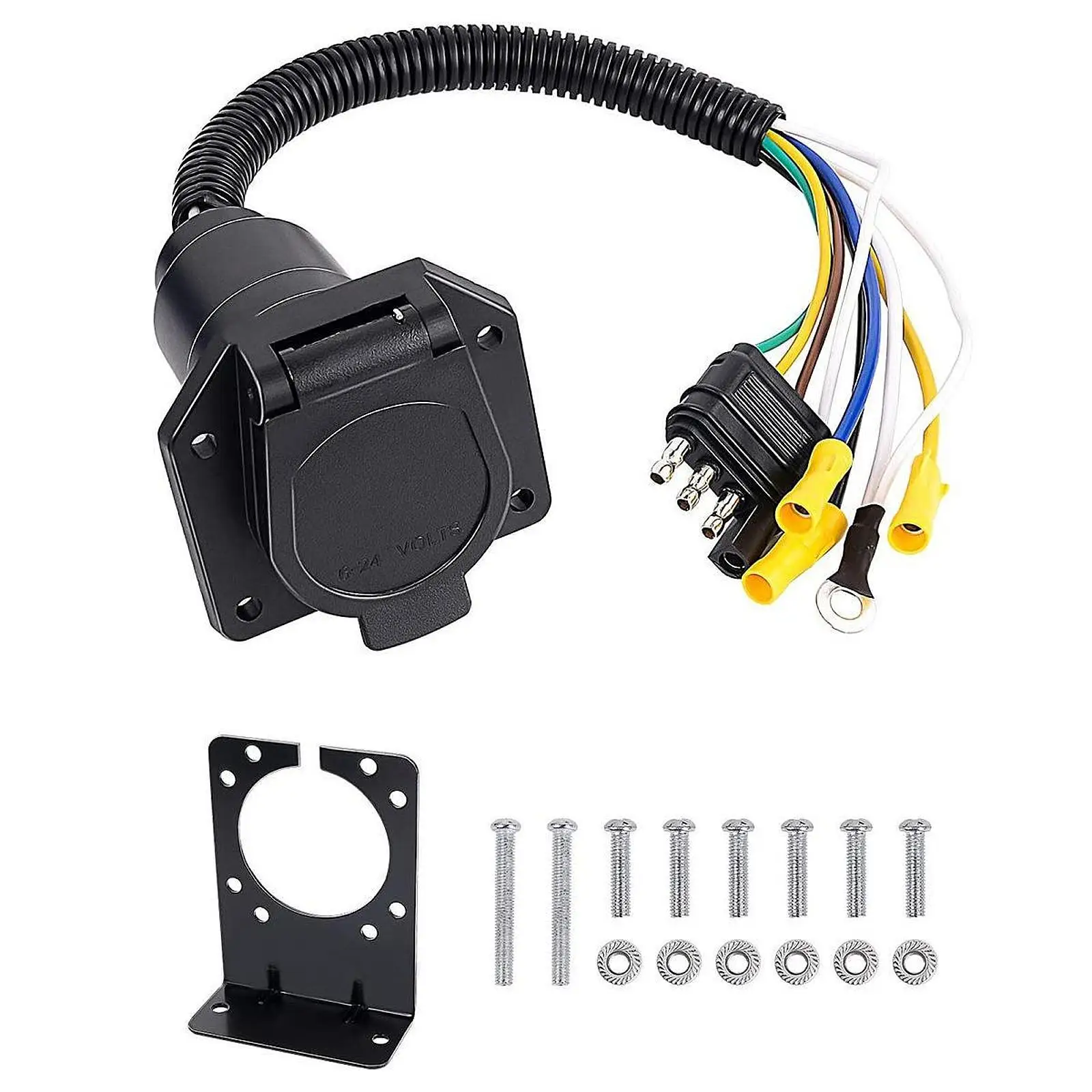 

Кабельный разъем для прицепа, 7-контактный, прочный адаптер с кронштейном для безопасной буксировки автодомов