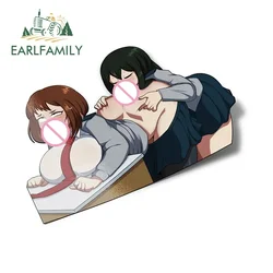 EARLFAMILY 13cm for Sexy JK Lick NSFW OCHACO URARAKA FROPPY Car Stickers Personality Waterproof Decals Car Label Vinly