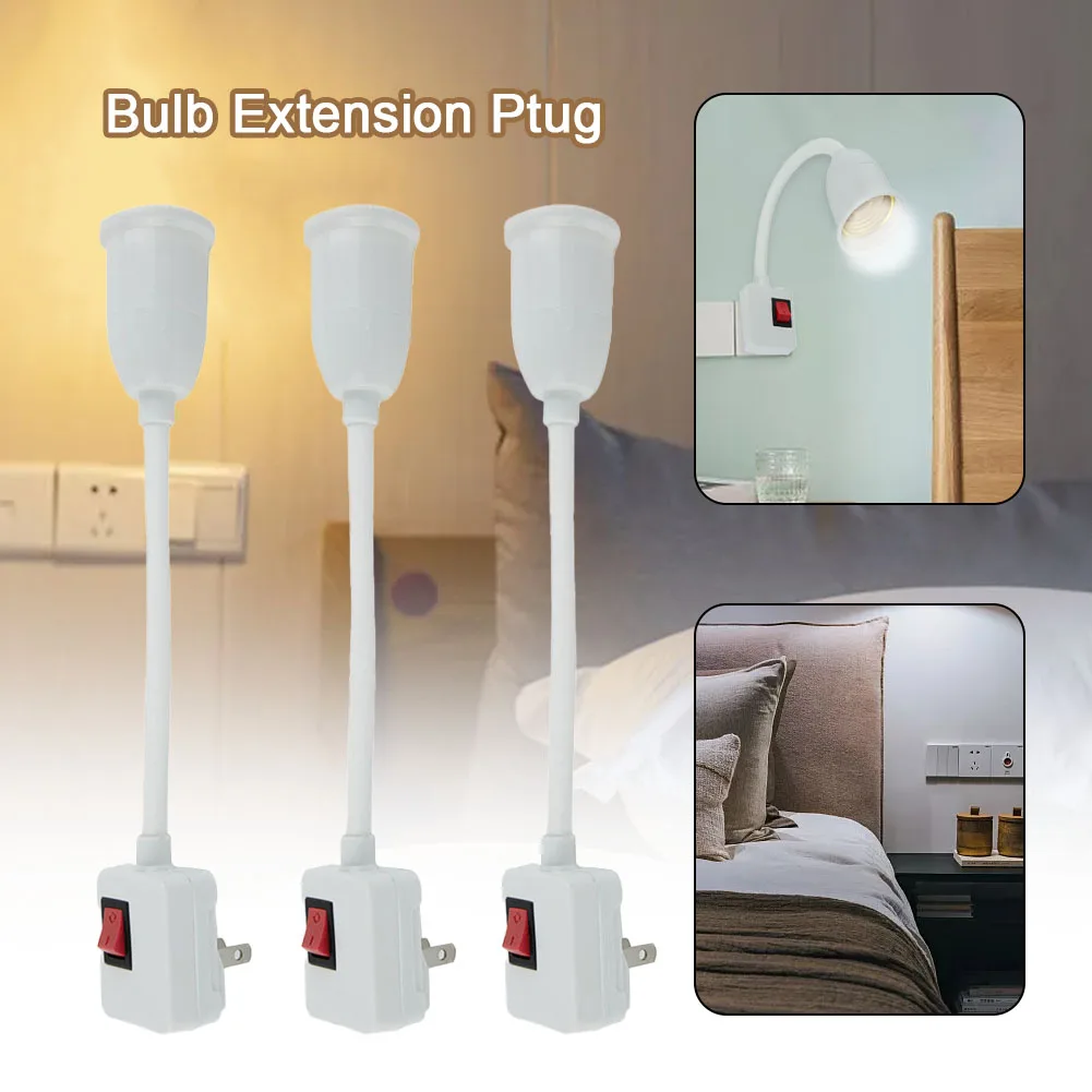 Lampholder Bulb Socket White With On/Off Switch 3piece Set All Direction Bulb Holder E26 E27 Extended Flexible