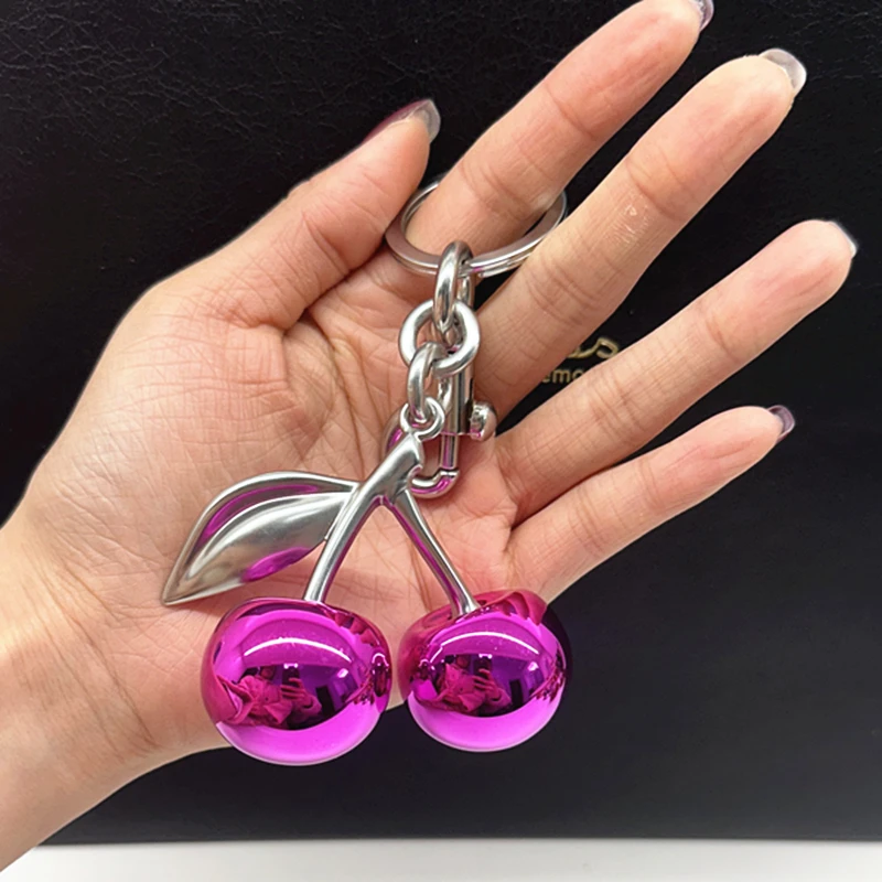 For Coach Handbag Shoulder Bags Fashion Glitter Mirror Face Purple Cherry Pendant Women\'s Keychain Bag Charm Accessories Gift
