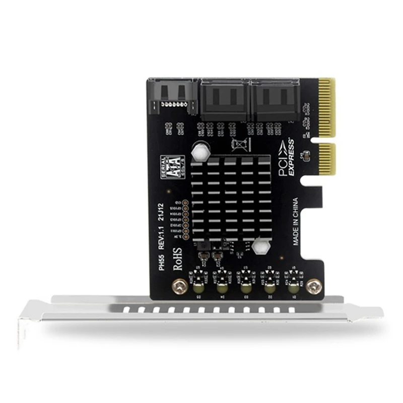 Top-PCI-E SATA Card PCI-E X4 To 5-Port SATA 3.0 Expansion Card For Desktop Computers Jmb585 Supports Mac Os Windows Linux